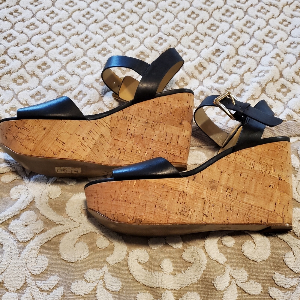 Michael Kors leather and cork platform wedge sandals - Picture 5 of 16